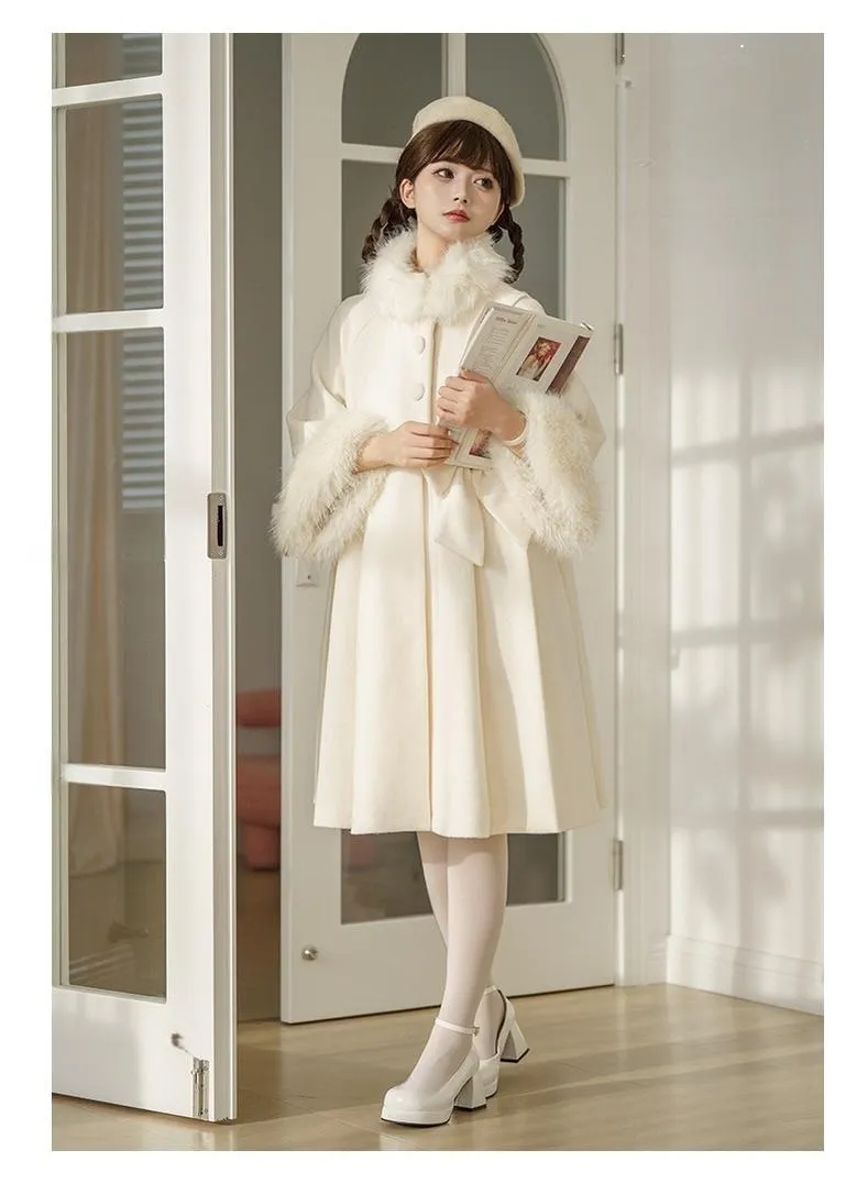 Urtto~Snowflake~Elegant Winter Lolita Thick Coat Fur Collar and Cuffs