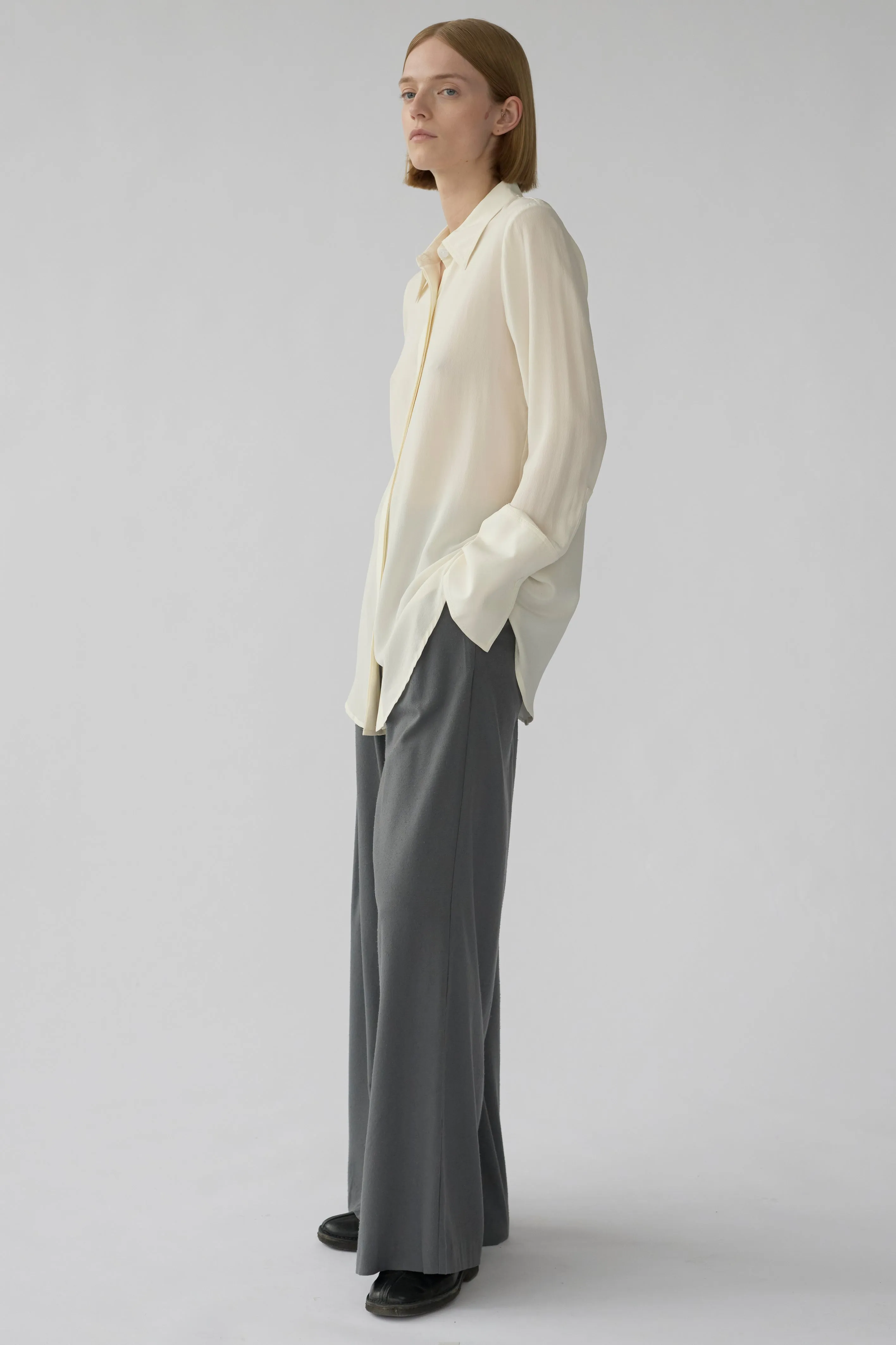 VALENTIN SHIRT - IVORY - SAND WASHED CREPE DE CHINE