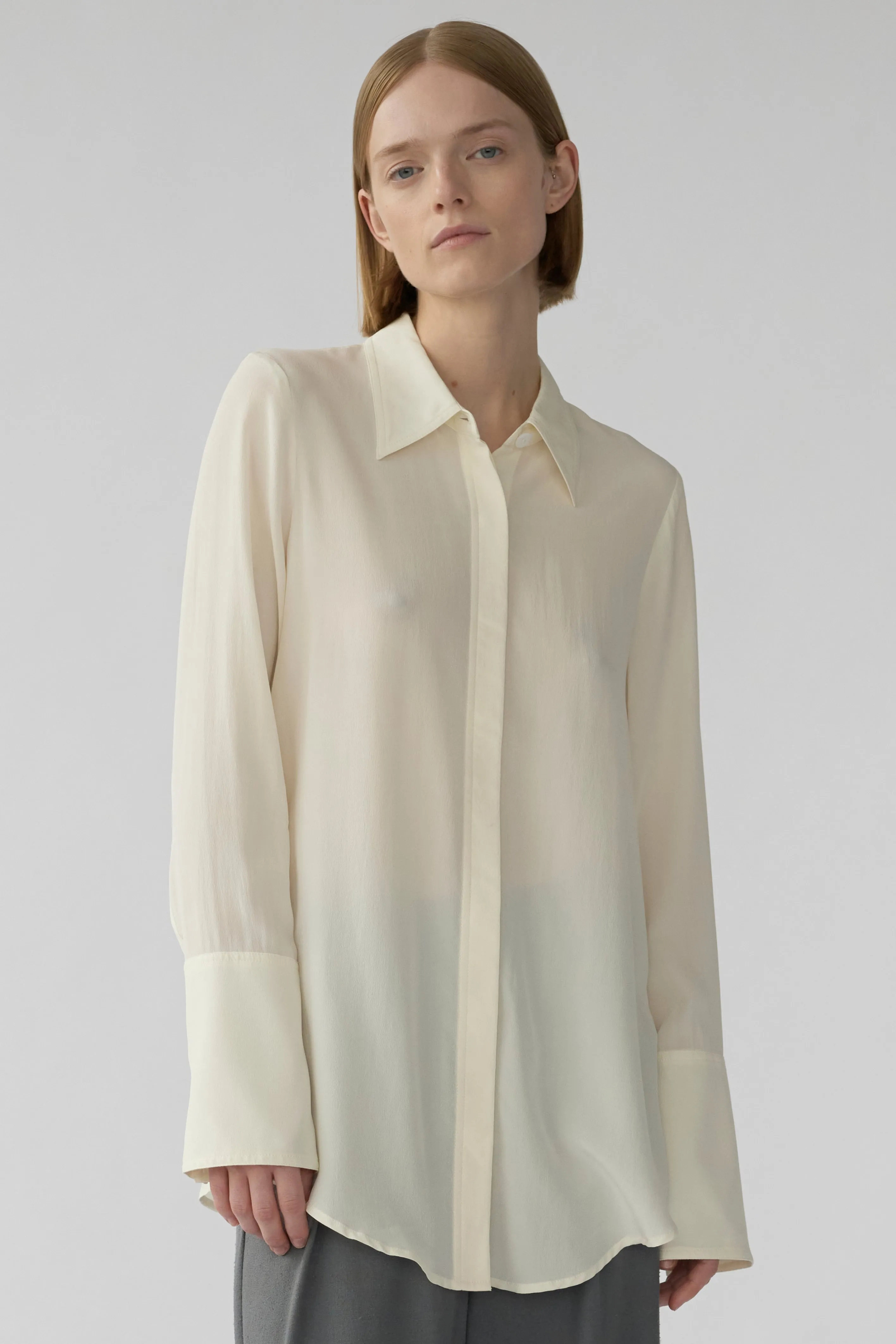 VALENTIN SHIRT - IVORY - SAND WASHED CREPE DE CHINE