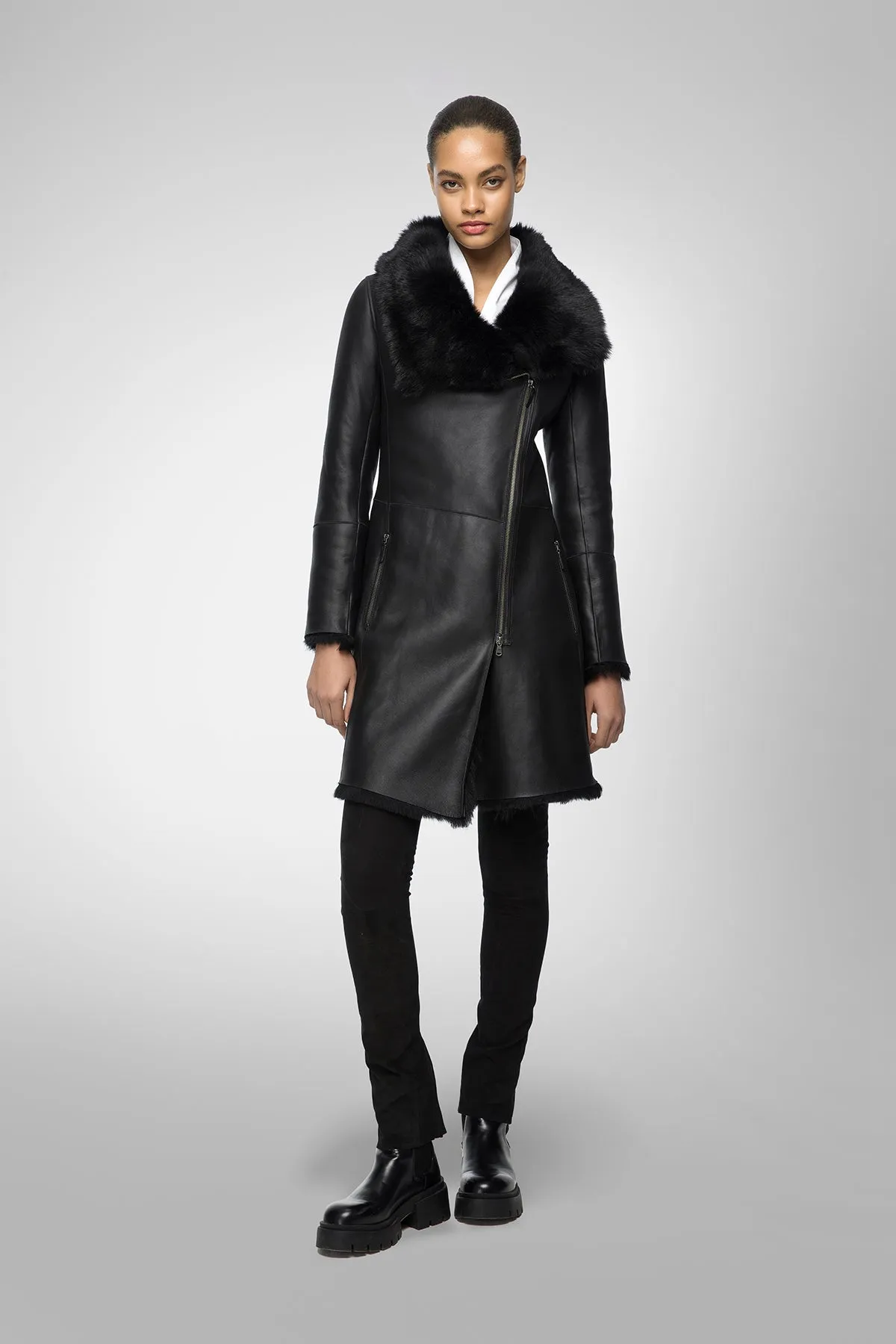 Valerie - Black Shearling Coat