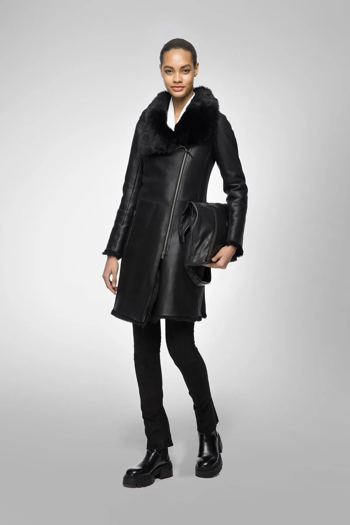 Valerie - Black Shearling Coat