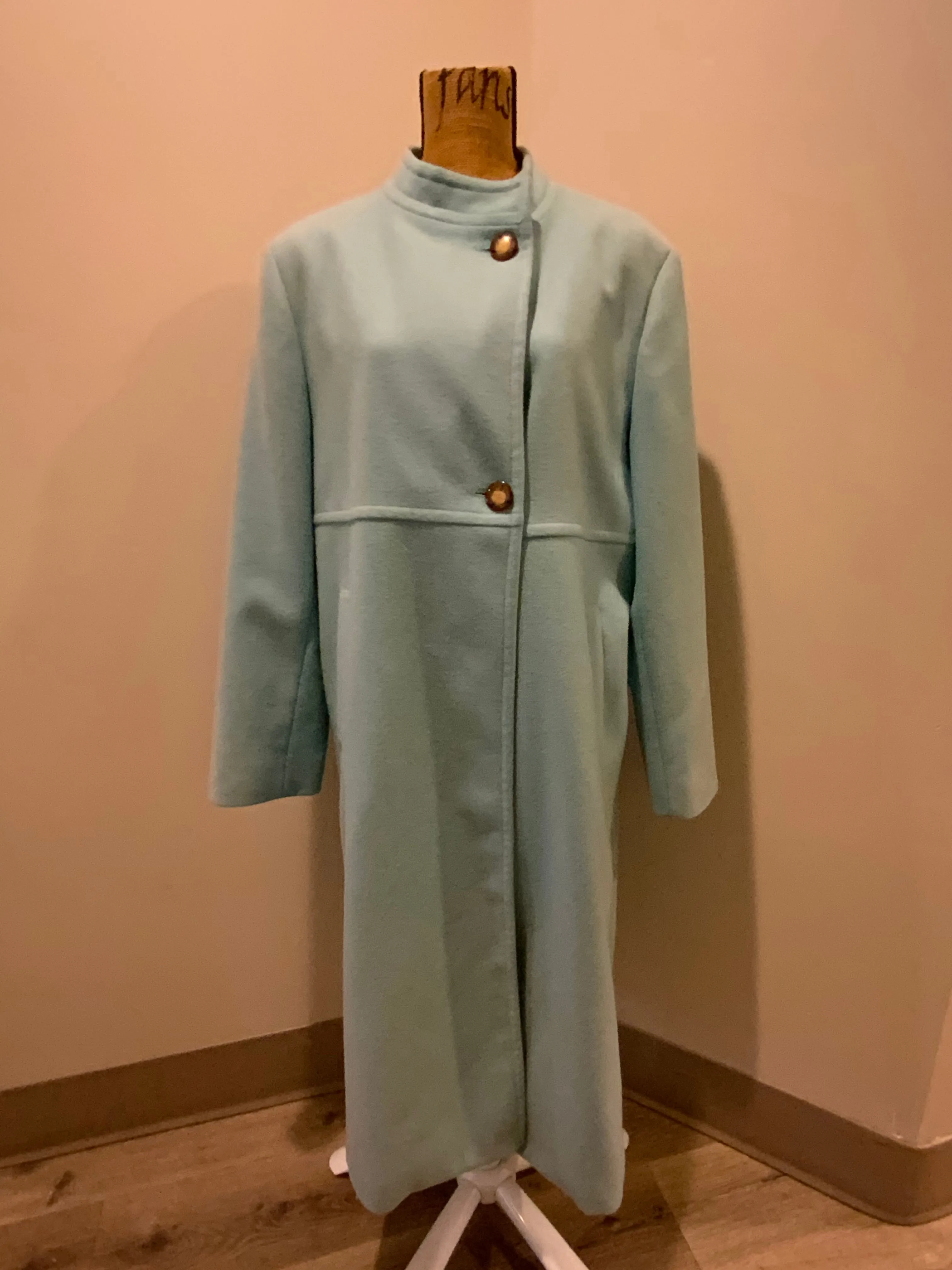 Vintage Harve Benard Light Blue Wool Coat