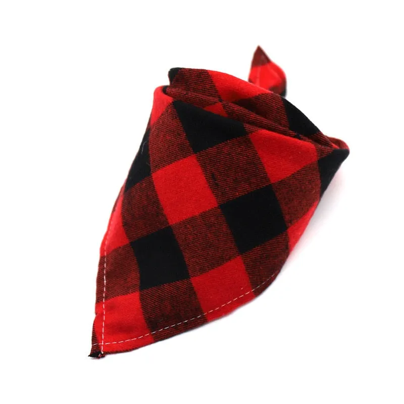 Washable Plaid Cotton Bandana For Dogs Cats