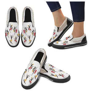 Women's Dancing Silhouette Tribal Print Slip-on Canvas Shoes