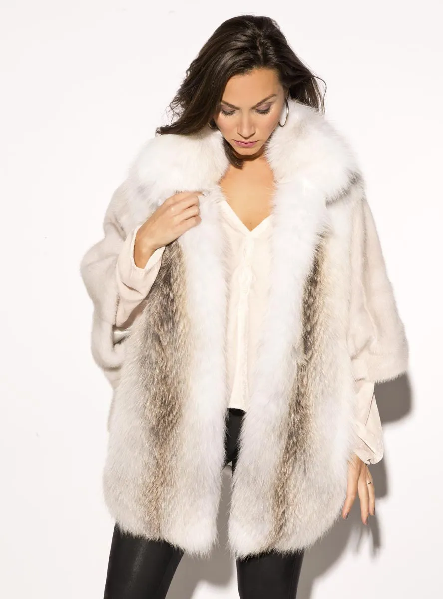 Women's Mink Fur Cape with Fox Fur