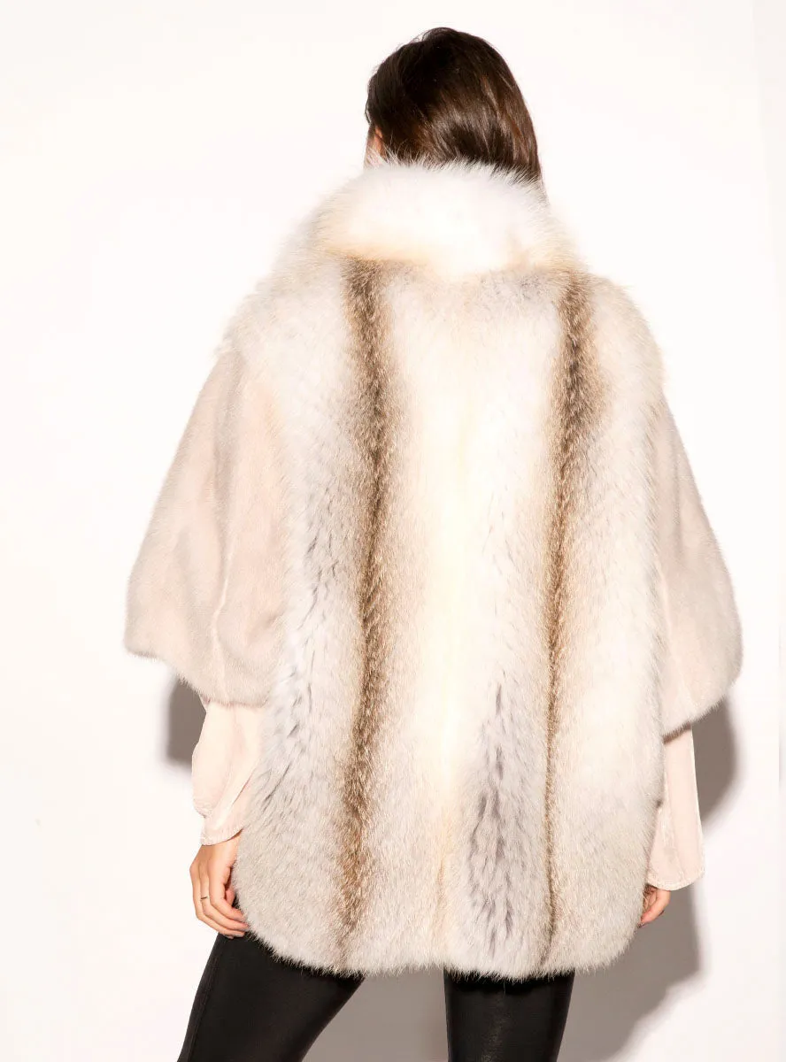 Women's Mink Fur Cape with Fox Fur