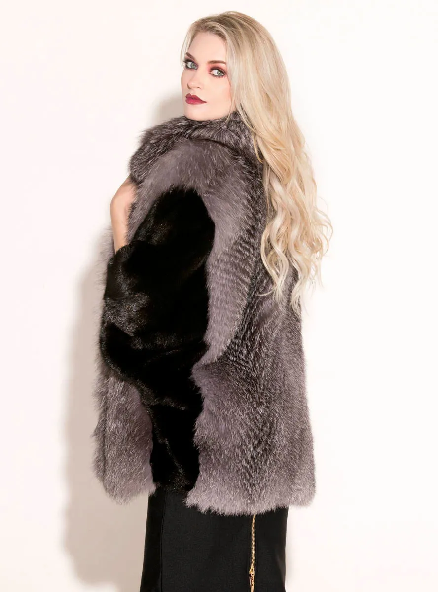 Women's Mink Fur Cape with Fox Fur