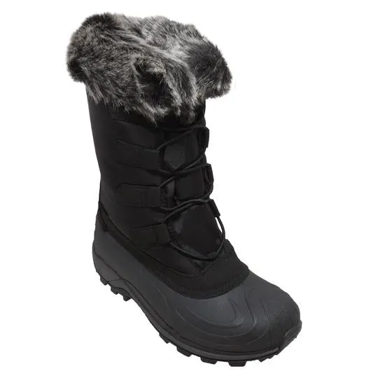 Women's Nylon Winter Black Leather Boots