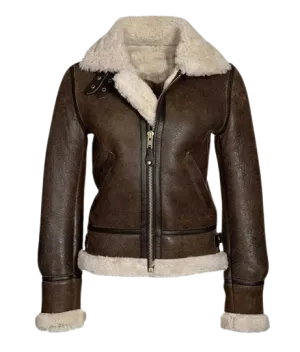 Womens RAF Aviator Real Leather Lambskin Jacket