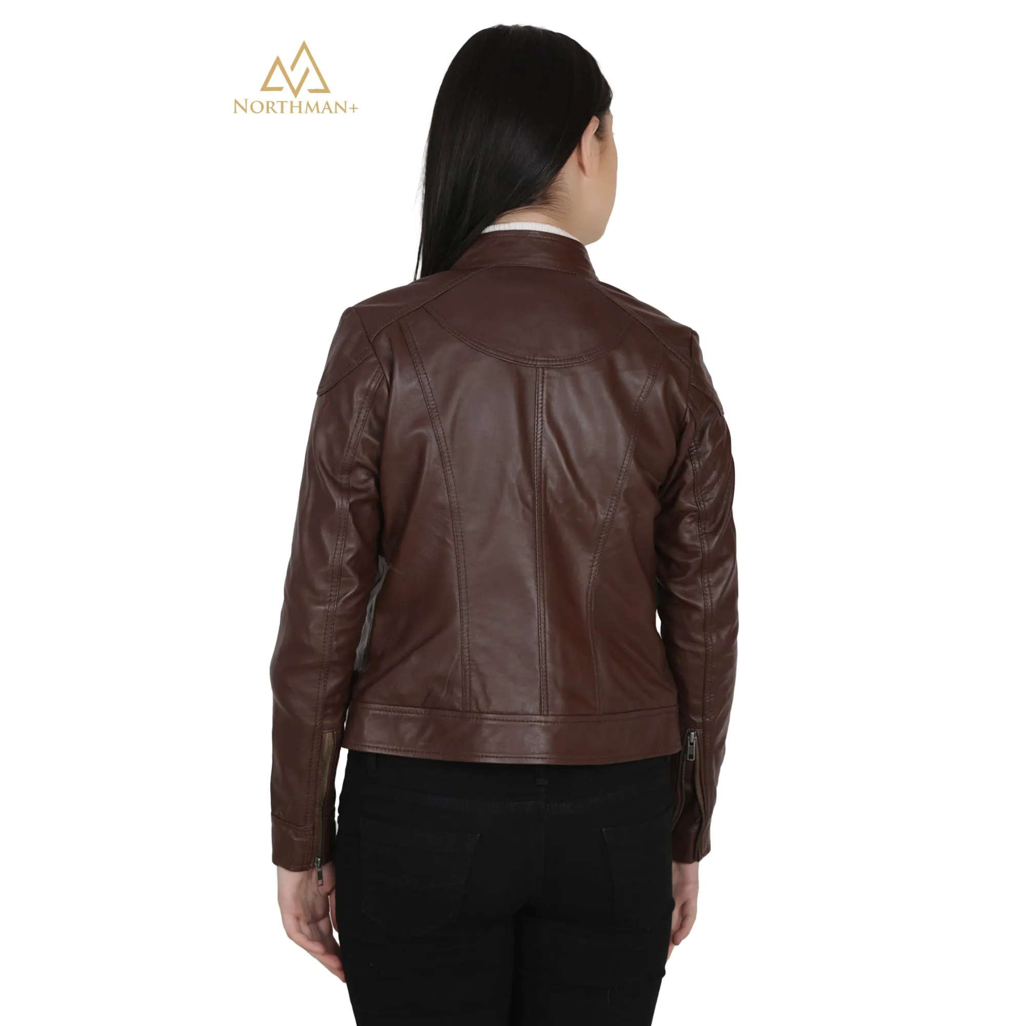 Women's Slim Fit Brown Leather jacket for Women : The Simple Brown