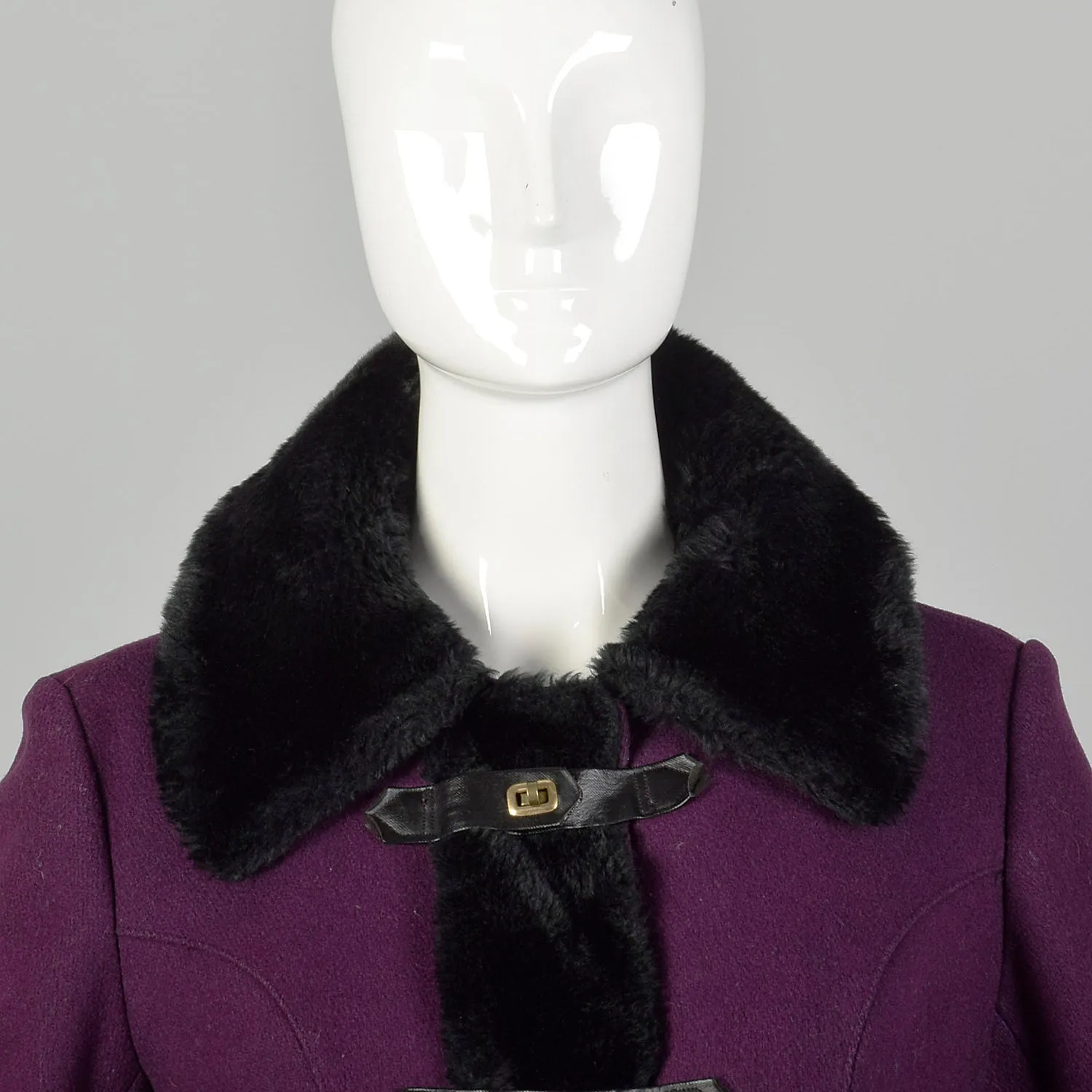 XS 1960s Purple Princess Coat with Faux Fur Trim