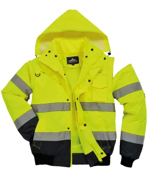 Yellow/Navy - Hi-vis contrast bomber jacket (C465)